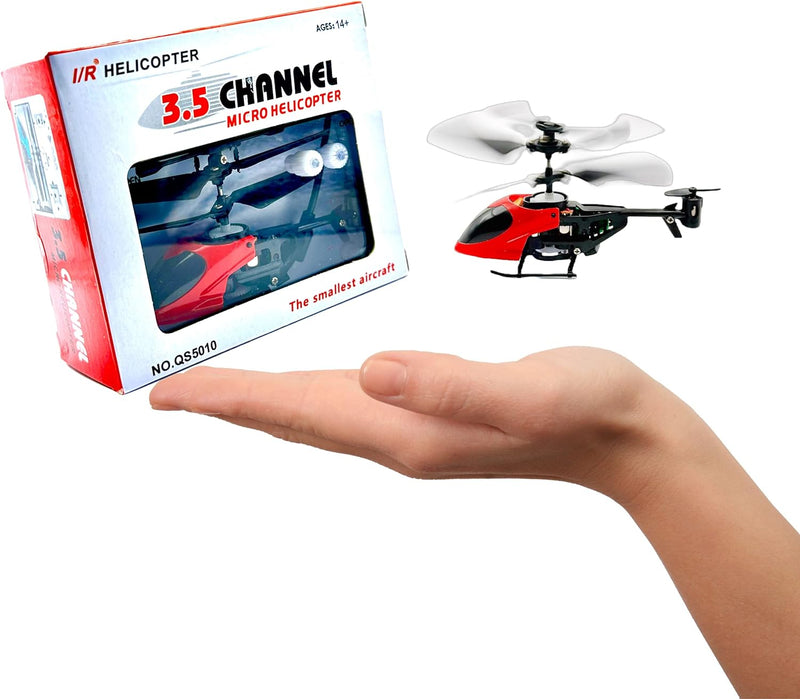 Remote Control Mini Helicopter, QS5010, Rc Helicopter Toy for Kids & Adults, 3.5 Channel & Gyro Stabilizer, Indoor Toy for Beginners (Red)