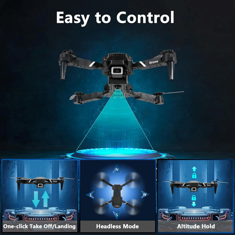 Mini Drone with Camera for Adults Kids, 1080P WiFi FPV Camera Drone with 3 Batteries, One-Click Take Off/Landing, Altitude Hold, Headless Mode, 360° Flips, 3-Gear Speeds, Emergency Stop, Carrying Case, Toys Gifts for Kids and Adults Beginner