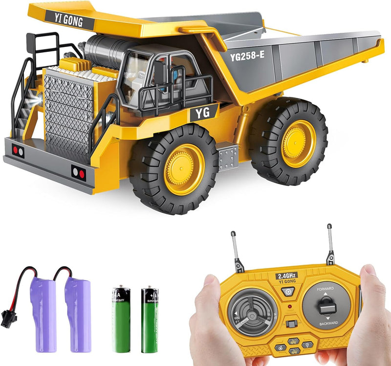 Dwi Dowellin Rc Bulldozer Toys for Boys,Construction Remote Control Bulldozer with Metal bulldozing Shovel Lights/Sounds for Kids Boys