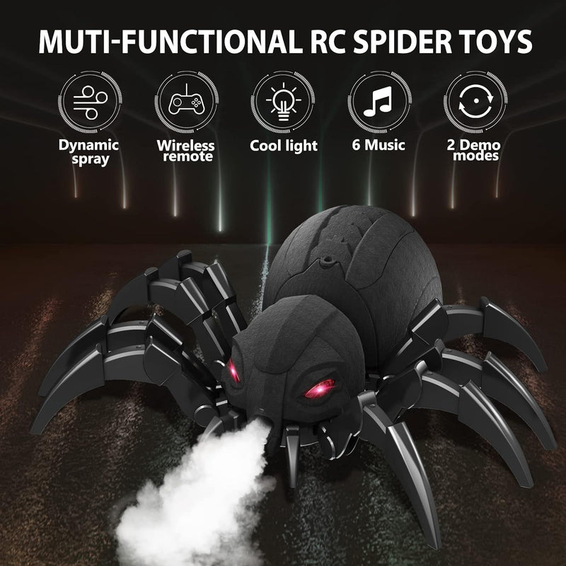 sumsync Realistic RC Spider Robot, Remote Control Spider Toys with Spray/Light/Music, Gifts for 6 7 8 9 10 11 12 Year Old Boys Girls, Christmas Birthday Halloween Easter Toys for Kids