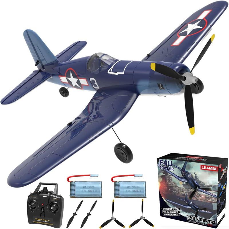 LEAMBE 4 Channel RC Plane - Ready to Fly Aerobatic Aircraft, Easy Control for Beginners, F4U Corsair RC Airplane Best Gift for Kids
