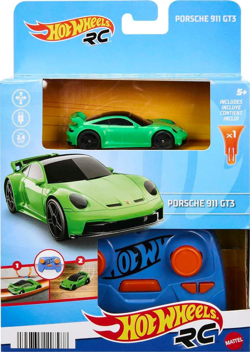 Hot Wheels 1:64 Scale RC Toy Car, Remote-Control Porsche 911 for On & Off Track Racing with USB Cable for Recharging