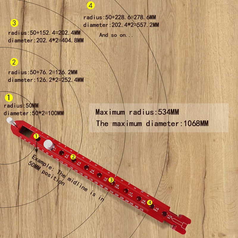 Heavy fog mountain Fixed-point Marking Gauge Woodworking Compass Scribe Metric/British Adjustable Drawing Circle Ruler Precision Drawing Supplies Measurement Tools
