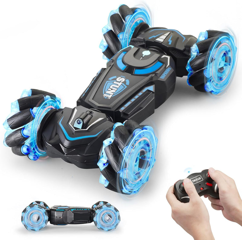 Gesture Sensing RC Stunt Car Remote Control Car 360° Rotating 4WD 2.4Ghz RC Cars Transform Car Toys for Boys 4-7 Birthday Gifts for Age 8-12 (Blue)