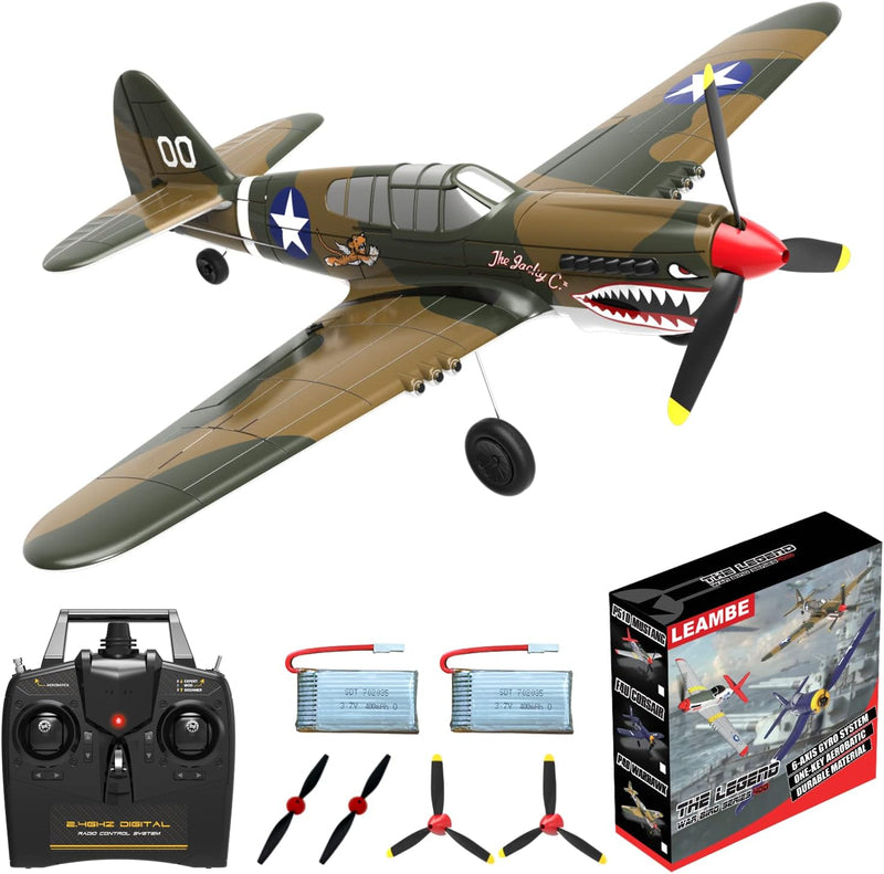 LEAMBE RC Plane 4 Channel Remote Control Airplane - Ready to Fly P-40 Warhawk RC Airplane for Beginners Adult with Xpilot Stabilization System & One Key Aerobatic