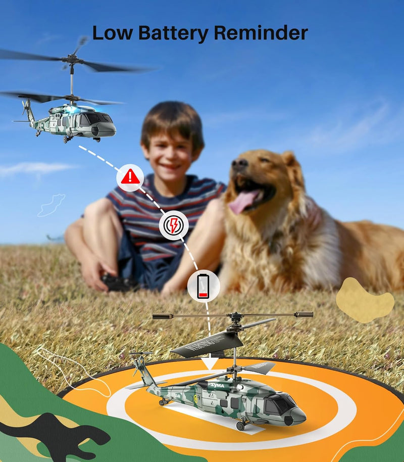 SYMA RC Helicopters Military Remote Control Helicopter for Kids Adults Army Fans with Lifelike Simulation,Stunning Night Flights,Upgraded Protection System, 3.5 Channel,Altitude Hold, Memorial Day
