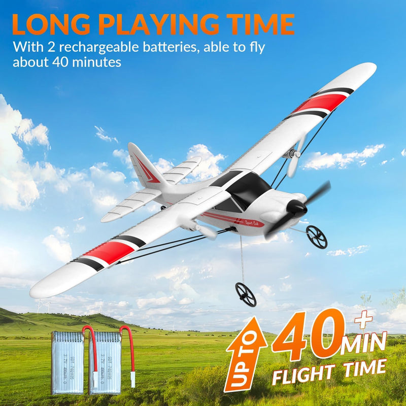 VOLANTEXRC RC Planes Sport Cub S2 for Kids, 2.4Ghz 2CH Remote Control Airlane Portable & Easy to Fly Outdoor Toy Gifts with Gyro Stabilizer for Beginner (762-2 Red)