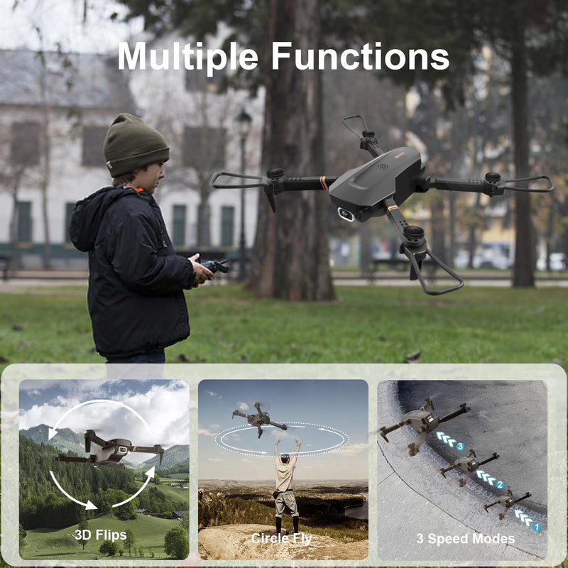 4DV4 Drone with 1080P Camera for Adults Kids,FPV HD Live Video RC Quadcopter Helicopter Toys Gifts,Altitude Hold, Waypoints,3D Flip,Headless Mode,2 Batteries,Carrying Case,Black