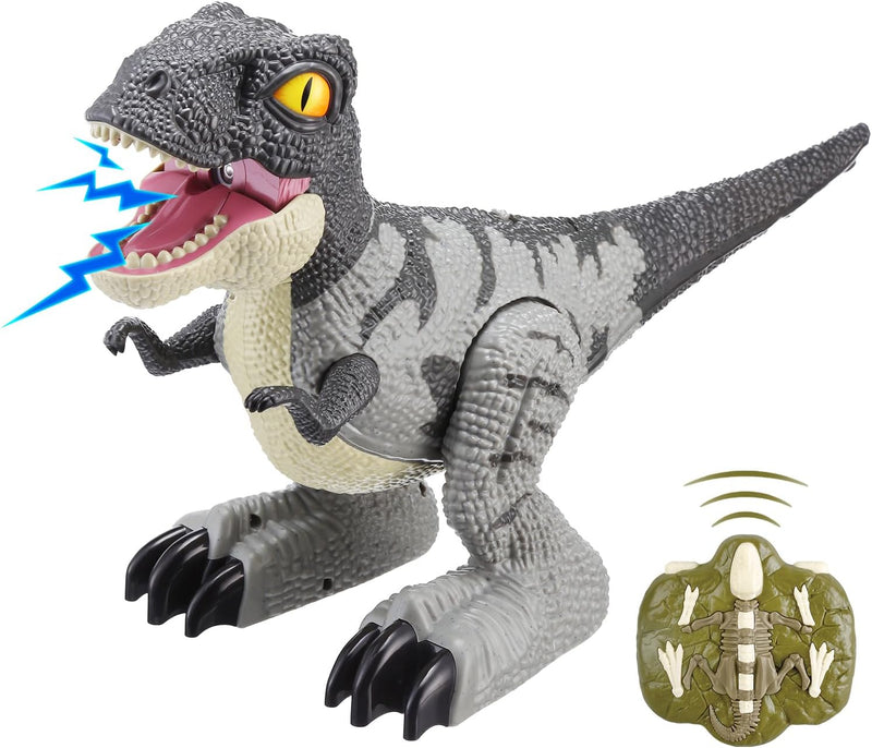 ALLCELE Dinosaur Toys, RC Tyrannosaurus rex Dinosaur Toys with Lights and Music, Auto-Demo and Spray Functions, Gift for Girls and Boys 3 Years Old and Up - Blue