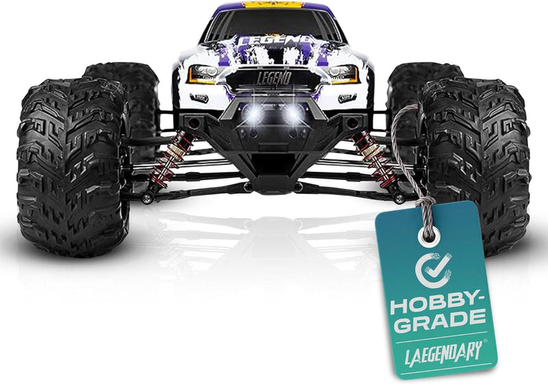 1:16 Scale 4x4 Off-Road RC Truck - Hobby Grade Brushed Motor RC Car with 2 Batteries, Waterproof Fast Remote Control Car for Adults