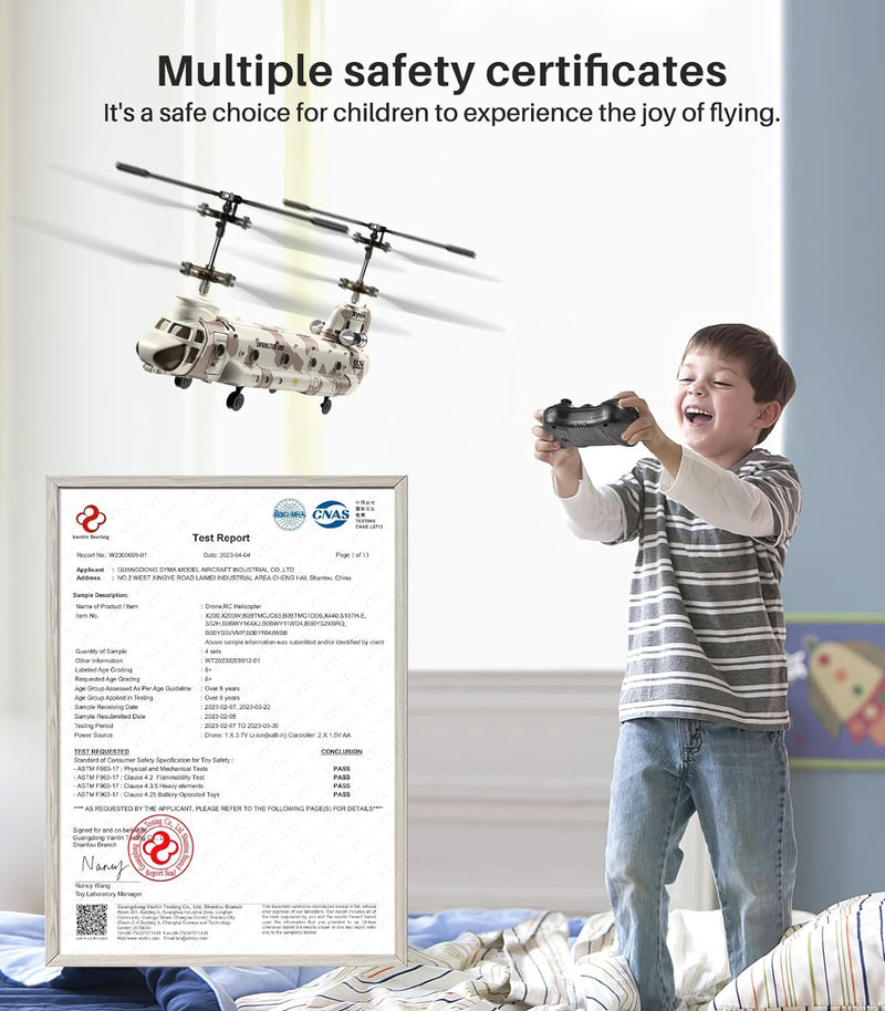 SYMA Remote Control Helicopter, S52H Military Transport RC Helicopter with Altitude Hold, One Key take Off/Landing, LED Light, Low Battery Reminder, Army Helicopter Toys for Kids and Military Fans