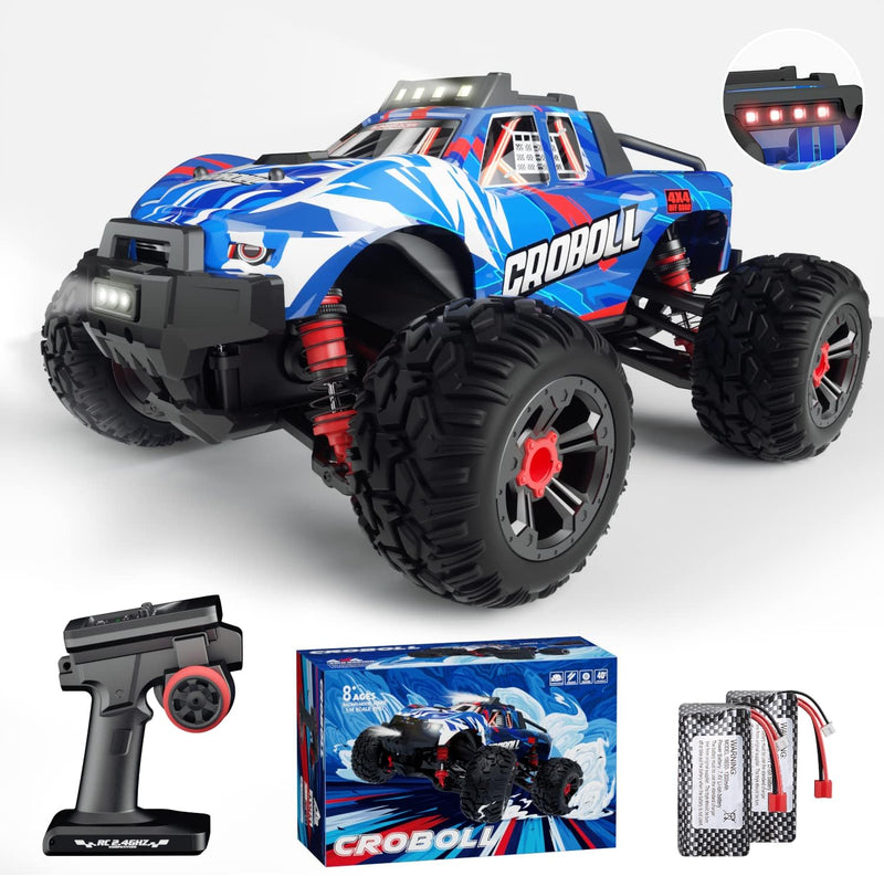 RIAARIO - 1:18 RC Cars for Kids - 36 KPH High Speed Remote Control Car - All Terrain 4WD Electric Vehicle Trucks with 2.4GHz - 4X4 Waterproof Off-Road Monster Truck with Two Rechargeable Batteries