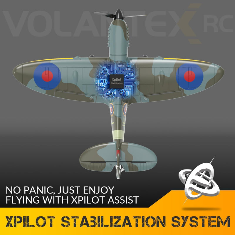 VOLANTEXRC RC Plane 4-CH Remote Control Plane Ready to Fly Spitfire RC Airplane for Beginners with Xpilot Stabilization System, One Key Aerobatic