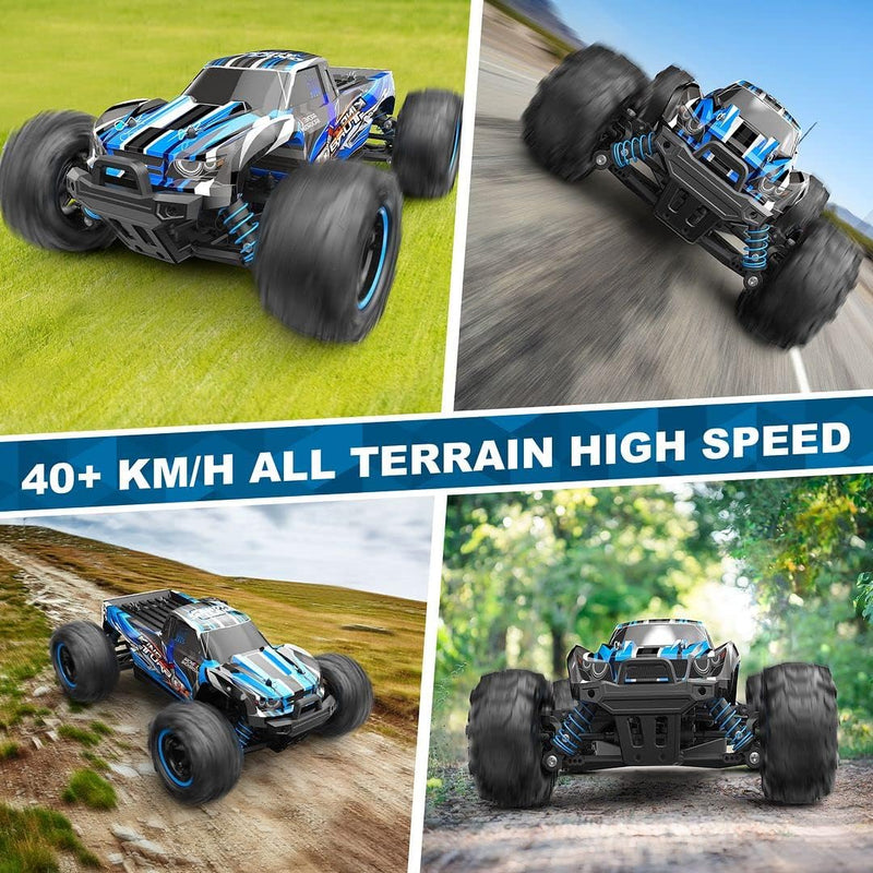 RC Cars 1:18 Scale Remote Control Car, 4WD High Speed 40+ Km/h Off Road RC Monster Vehicle Truck, All Terrains Electric Toy Trucks with Two Rechargeable Batteries for Boys Kids and Adults