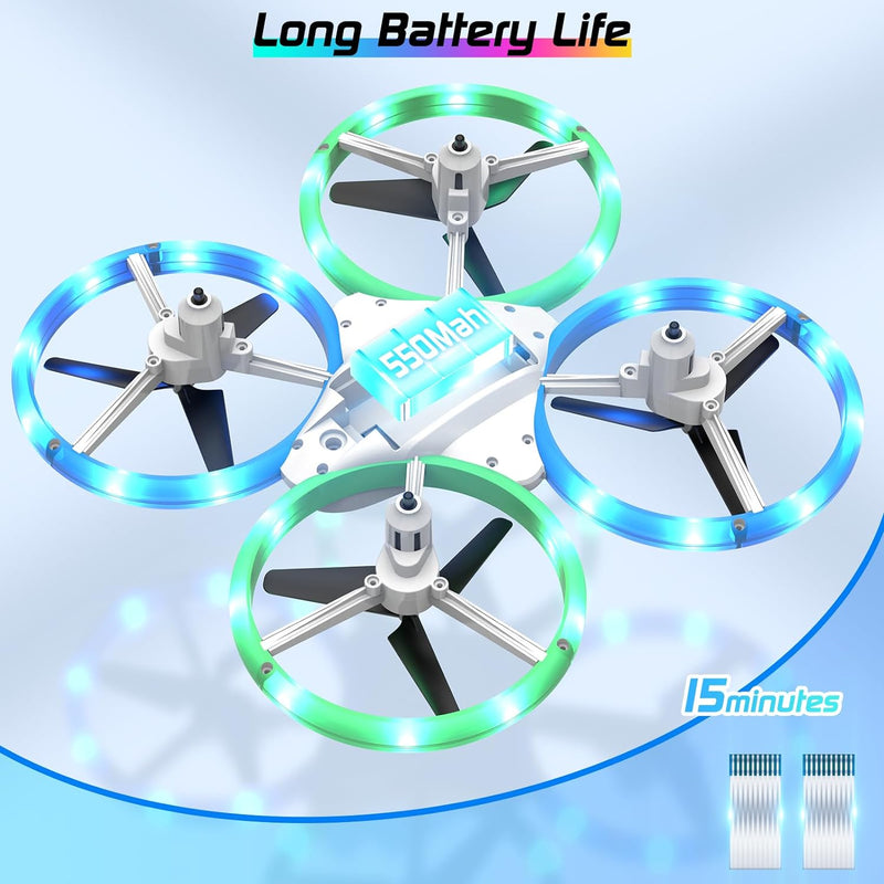 Mini Drone for Kids, Small Colorful Led Quadcopter with Altitude Hold, Headless Mode, 360° flip, and Auto Return Home, RC Drone Easy for Beginner Flying, Kids' Gift Toy for Boys and Girls