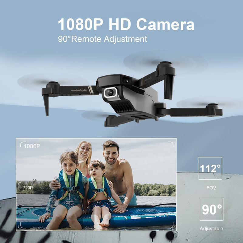 4DV4 Drone with 1080P Camera for Adults Kids,FPV HD Live Video RC Quadcopter Helicopter Toys Gifts,Altitude Hold, Waypoints,3D Flip,Headless Mode,2 Batteries,Carrying Case,Black