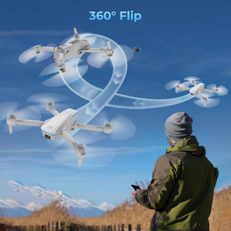 Drone with 1080P UHD Camera for Adults Beginners, Ficinto FPV RC Quadcopter with 3D Flip, Gravity Sensor, Gesture Control, Altitude Hold, One Key Start, Headless Mode, Auto Hover, 2 Batteries(30Mins)