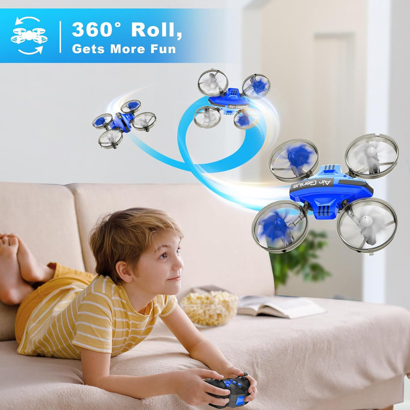 Mini Drone for Kids 8-12 & Adults, Drones & Cars 2 in 1 Toy with One Key Take Off-Landing, Altitude Hold, Headless Mode, 360° flip, Car Mode, 2 Batteries, Gift Kids Toys for Boys and Girls