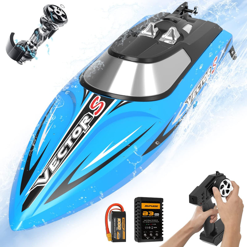 VOLANTEXRC Brushless RC Boats for Adults, 30+MPH 17.7" High Speed Remote Control Boat with Rechargeable Battery for Lakes, 2.4 GHz Fast RC Boat for Adults (Green)