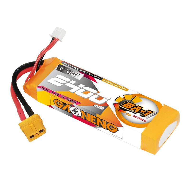 Gaoneng GNB 7.4V 2400mAh 40C 2S LiPo Battery T Plug / XT60 Plug for 1/12 1/14 1/16 RC Car Volantexrc RC Boat Aerial Photography Model