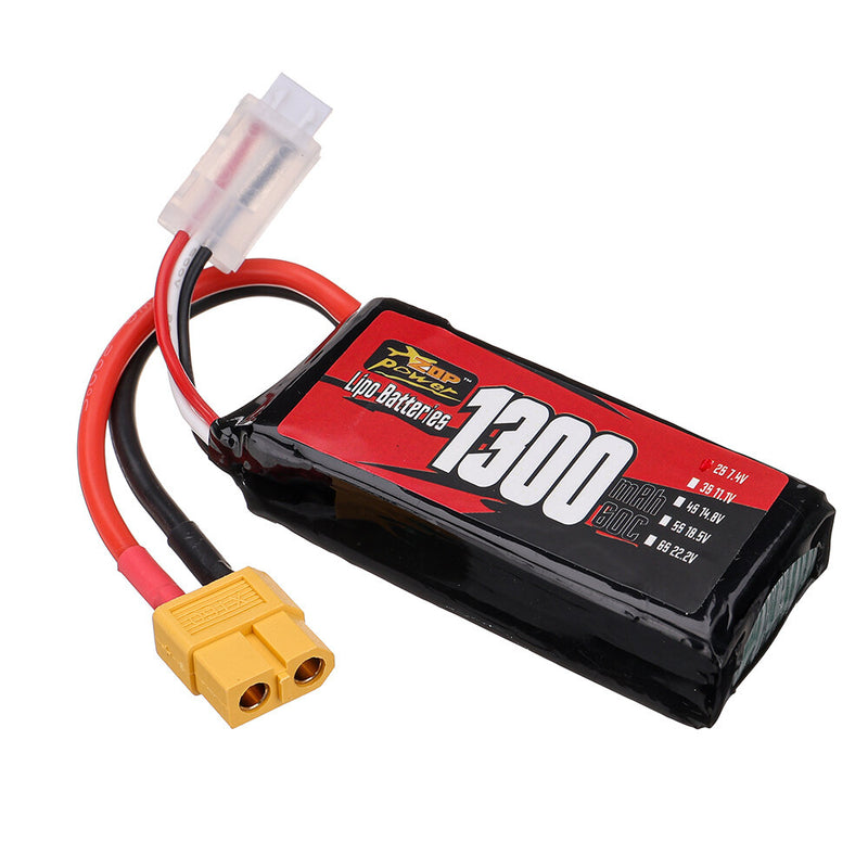 ZOP Power 2S 7.4V 1300mAh 60C LiPo Battery XT60 Plug for RC Drone