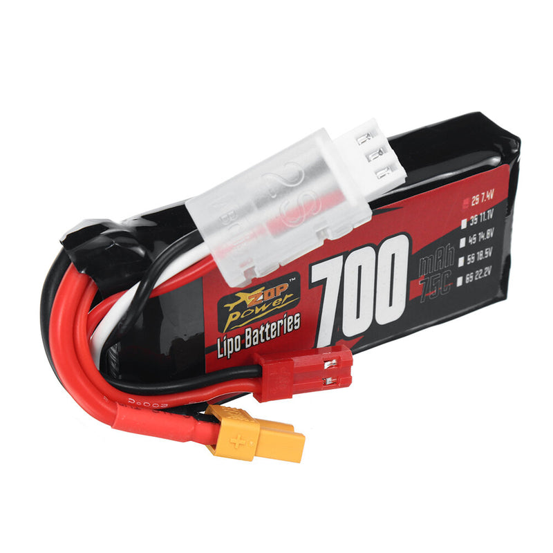 ZOP Power 2S 7.4V 700mAh 75C 5.18Wh LiPo Battery XT30 Plug for RC Helicopter FPV Racing Drone
