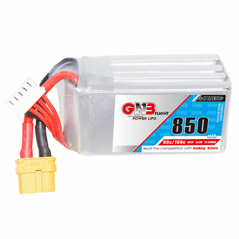 Gaoneng 14.8V 850mAh 80C 4S LiPo Battery XT60 Plug for RC Drone