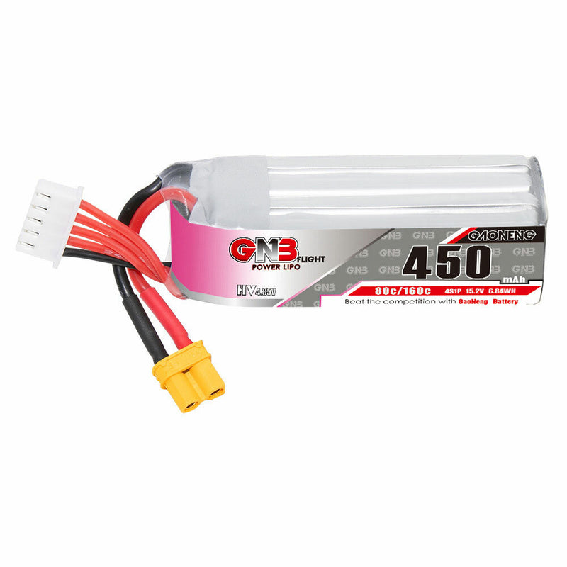 Gaoneng GNB 15.2V 450mAh 80C 4S HV LiPo Battery XT30 Plug for iFlight A85