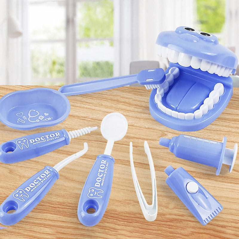 9Pcs Dental Kit Dentistry Toys Role Play Dentist Check Teeth Educational Kids Simulation Doctors Set Boy Girls Gift