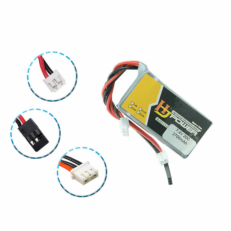 HJ Power 7.4V 2700mAh 20C 2S LiPo Battery JR Plug for LRP VTEC Receiver