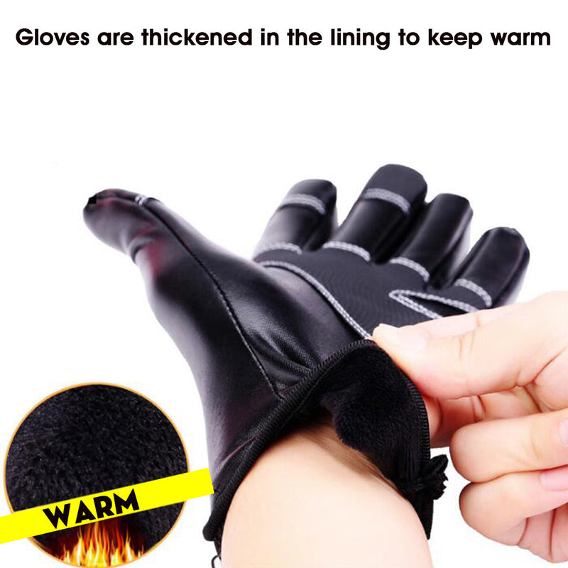 Winter Warm Touch Screen PU Leather Gloves Ski Snow Snowboard Cycling Waterproof Windproof Gloves