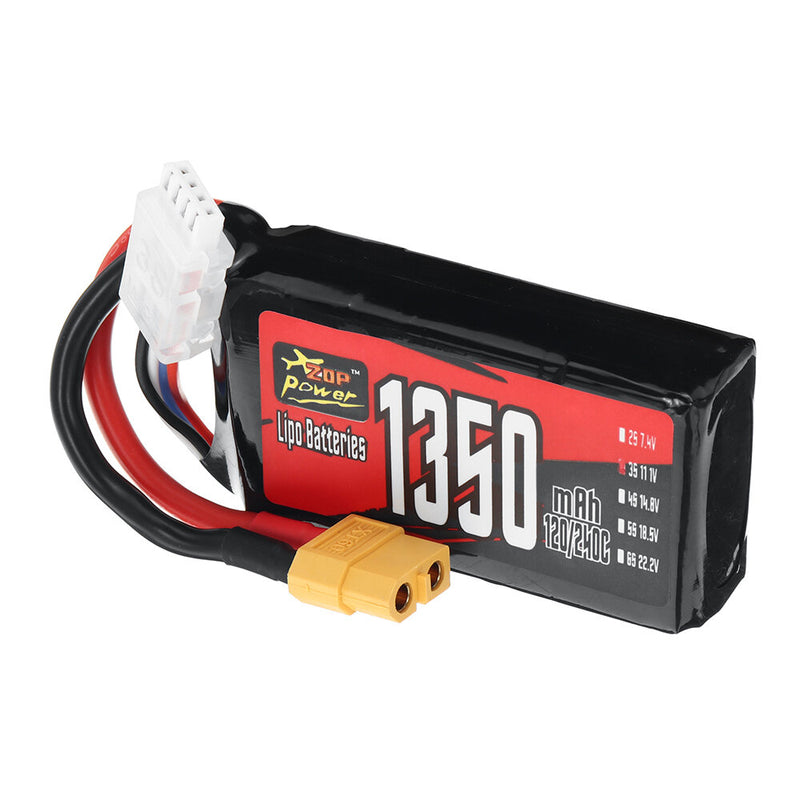 ZOP Power 3S 11.1V 1350mAh 120/240C 14.985Wh LiPo Battery XT60 Plug for RC FPV Racing Drone Helicopter Airplane Quadcopter
