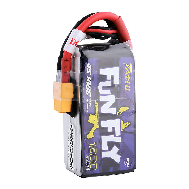 TATTU FUNFLY 4S 14.8V 1300mAh 100C 4S1P LiPo Battery XT60 Plug for Eachine Wizard X220S FPV Racer RC Drone