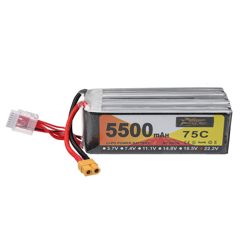 ZOP POWER 22.2V 5500mAh 75C 6S LiPo Battery XT60 Plug for RC Drone