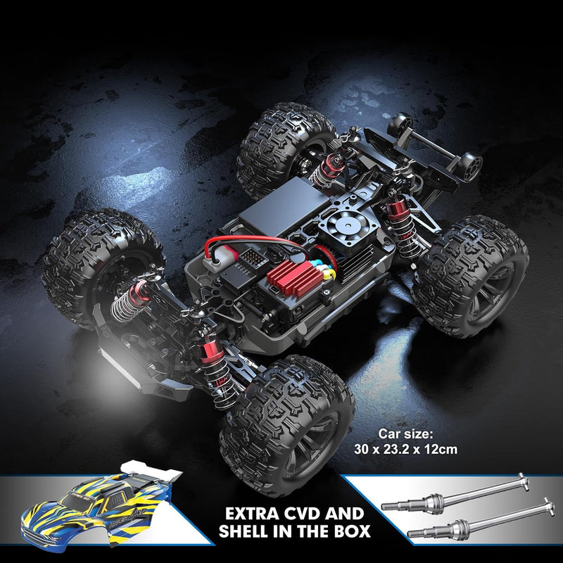 HYPER GO H16BM 1/16 RTR Brushless Fast RC Cars for Adults, Max 42mph Electric Off-Road RC Truck, High Speed RC Car 4WD Remote Control Car with 2 Lipo Batteries for Adult, Compatible with 3S Lipo
