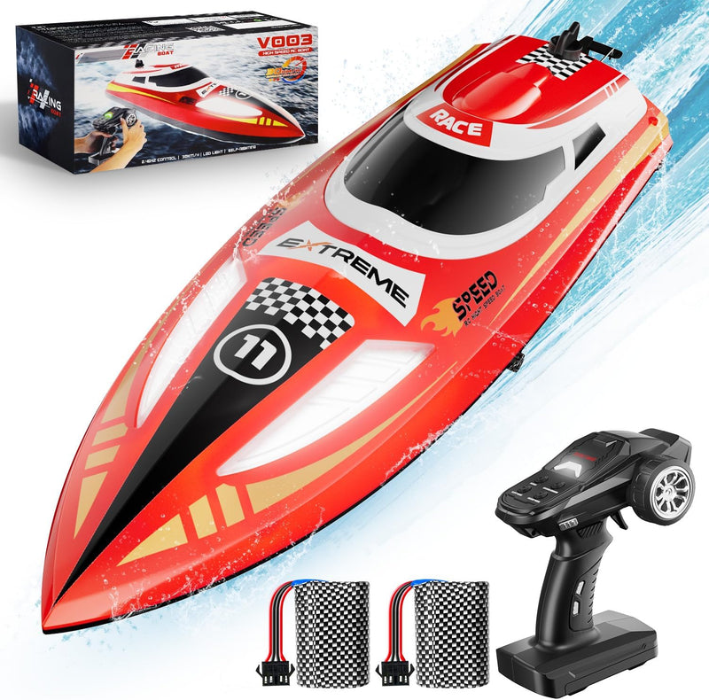 RC Boat for Adults & Kids, 60Min, Remote Control Boat for Lake River & Pool with Cruise-Control 30KPH, Self-Righting, LED Light, One Key Demo, Fast Speed Racing Sailboat, 2 Batteries