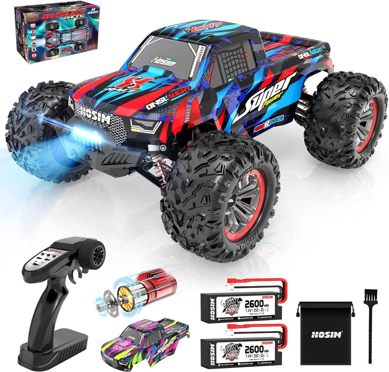 Hosim Brushless RC Cars, 1:10 68+ KMH High Speed Remote Control Car for Adults Boys, 4X4 All Terrains Waterproof Off Road Hobby Grade Large Fast Racing Buggy Toy Gift Monster Trucks