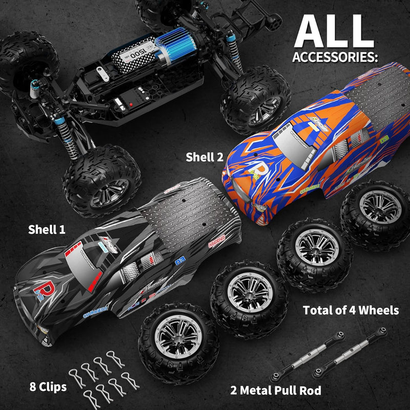 Hosim RC Cars, 1:10 Scale 48+ KMH Remote Control Car for Adults Boys, 4X4 Off-Road RC Truck with Headlights, All Terrains Waterproof Hobby Grade Large Fast Racing Toy Gift Monster Trucks
