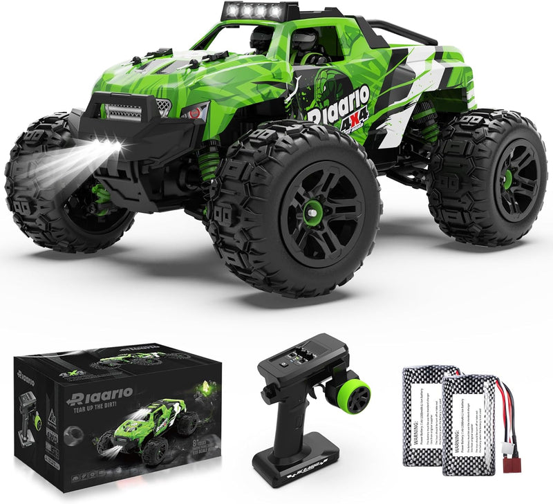 RIAARIO - 1:18 RC Cars for Kids - 36 KPH High Speed Remote Control Car - All Terrain 4WD Electric Vehicle Trucks with 2.4GHz - 4X4 Waterproof Off-Road Monster Truck with Two Rechargeable Batteries