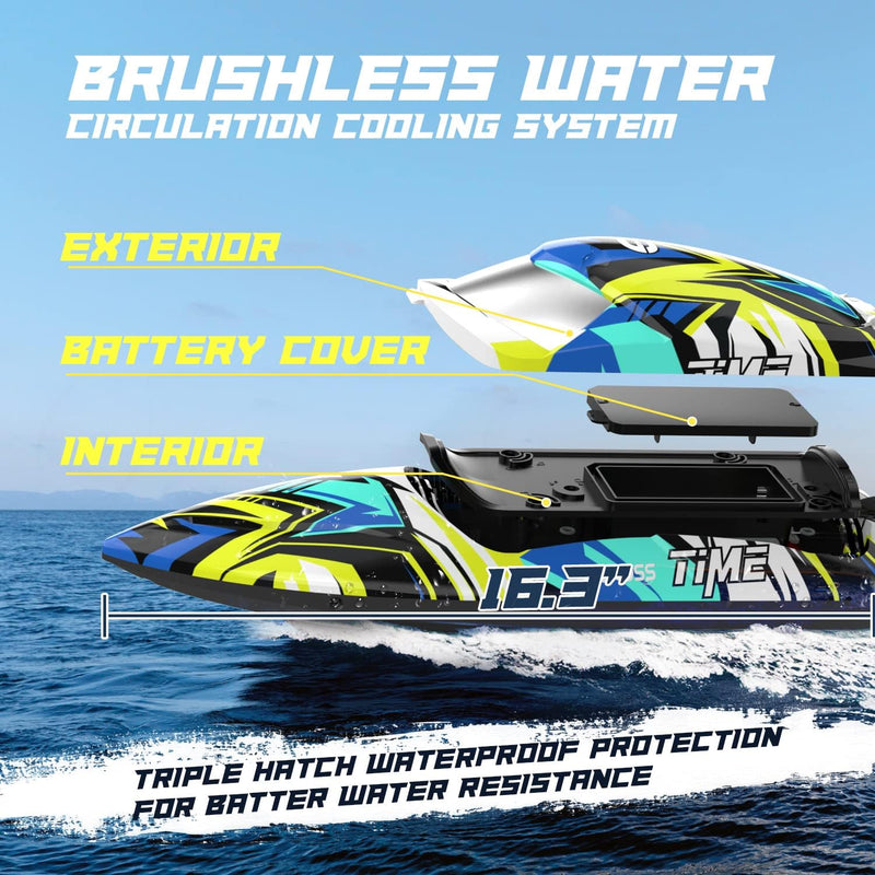 DEERC Brushless Remote Control Boat, 30+ mph Racing RC Boat, Full Proportional 2.4Ghz Speed Boat,Selfrighting Fast Boat with LED Light for Adults & Kids
