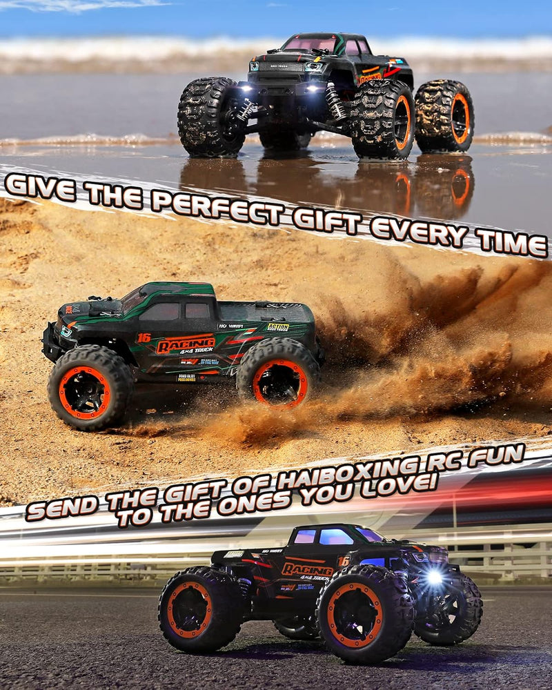 HAIBOXING Remote Control Car 16889, 1:16 Scale 2.4Ghz RC Cars 4x4 Off Road Trucks, Waterproof RTR RC Monster Truck 36KM/H, Toys for Kids and Adults with 2 Batteries 35+ mins Play