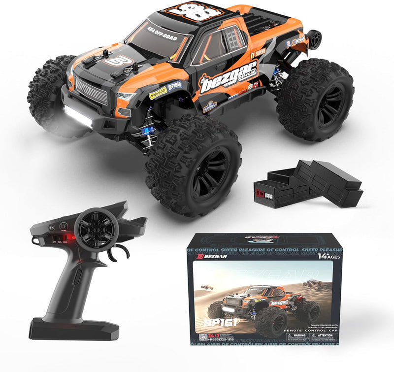 1:16 Scale 4X4 RC Trucks by BEZGAR - All Terrain, Waterproof, High Speed Electric Remote Control Cars with Upgrade Chassis and Two Batteries