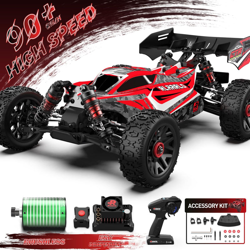 CROBOLL 1:14 Brushless Fast RC Cars for Adults with Independent ESC,Top Speed 90+KPH 4X4 Hobby Off-Road RC Truck,Oil Filled Shocks Remote Control Monster Truck for Boys(Gold)