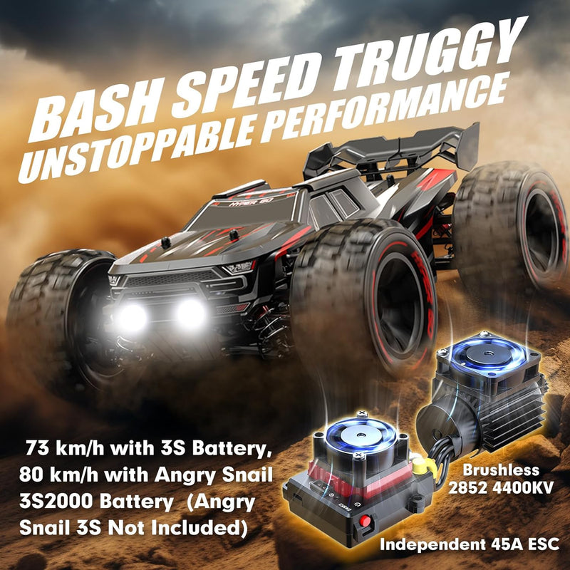 HYPER GO H14BM 1/14 Brushless RC Cars for Adults Fast 50 mph, RC Trucks 4wd Offroad Waterproof, Electric Powered High Speed RC Car, Scary Fast Extreme RC Truggy with 3S Battery for Snow Sand