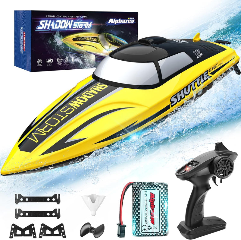 ALPHAREV RC Boat - R208 20+ MPH Fast Remote Control Boat for Pool & Lake, 2.4GHz RC Boats for Adults & Kids, Summer Water Toys Birthday Gifts for Boys