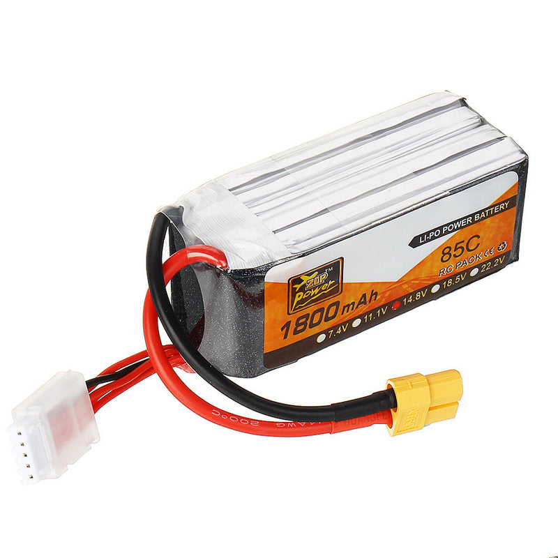 ZOP Power 14.8V 1800mAh 85C 4S Lipo Battery XT60 Plug for FPV RC Drone