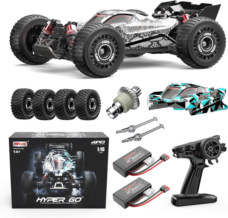 HYPER GO H16PL 1/16 RTR Brushless RC Buggy, Fast RC Cars for Adults, Max 38 mph RC Truck, 4WD High Speed Racing RC Car with 2S 2000 mAh Battery for RC Basher