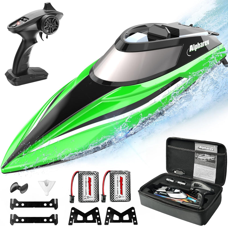 ALPHAREV RC Boat with Case - R308 20+ MPH Fast Remote Control Boat for Pool & Lake with 2 Batteries, 2.4GHz RC Boats for Adults & Kids, Summer Water Toys Birthday Gifts for Boys Teens