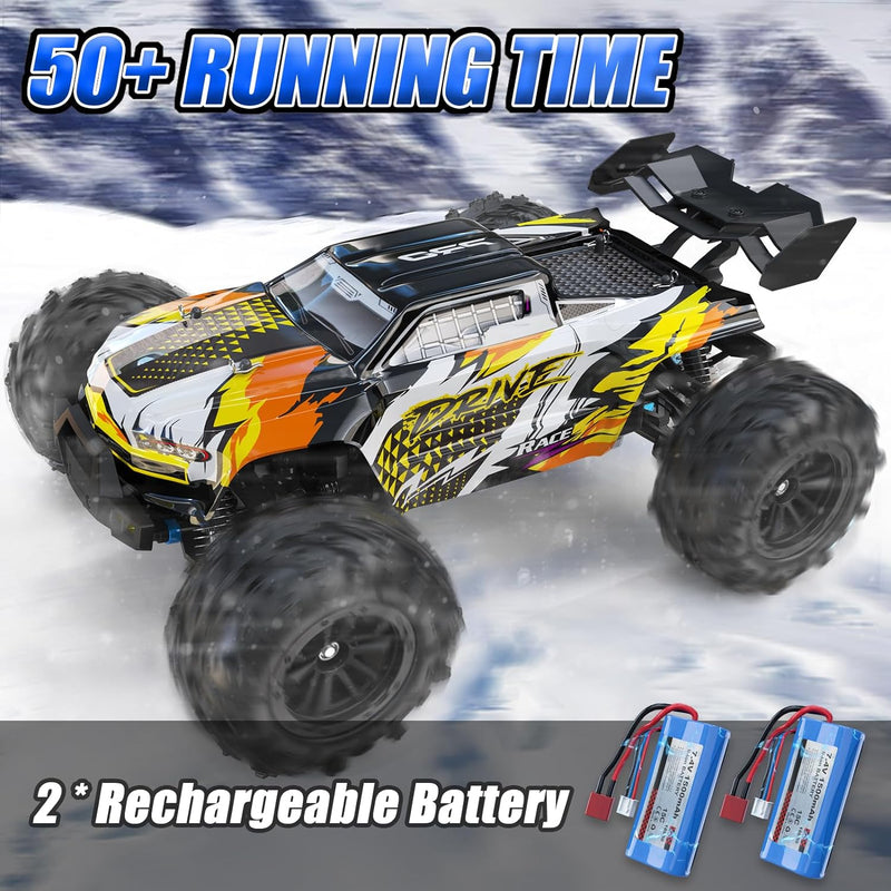 Brushless RC Cars for Adults Fast 70 KPH, 4WD High Speed All Terrain RC Truck, Remote Control Car for Adults with 50 Min Runtime, 1:16 Offroad Monster Truck with Metal Parts & 2 Batteries