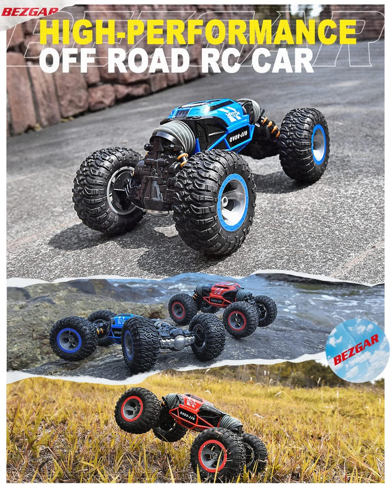 BEZGAR TD141 RC Cars - 1:14 Scale Remote Control Car, 4WD Transform 15 KMH All Terrains Crawler RC Stunt Car with Rechargeable Battery for Boys Kids
